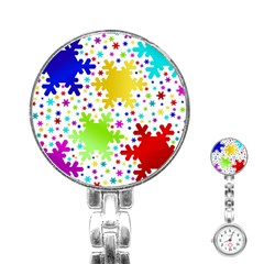 Seamless Snowflake Pattern Stainless Steel Nurses Watch by Nexatart