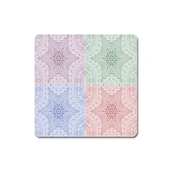 Seamless Kaleidoscope Patterns In Different Colors Based On Real Knitting Pattern Square Magnet by Nexatart