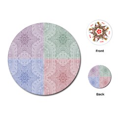 Seamless Kaleidoscope Patterns In Different Colors Based On Real Knitting Pattern Playing Cards (round)  by Nexatart