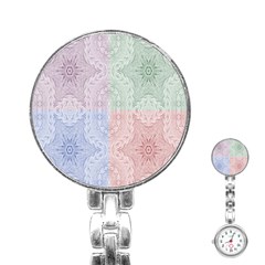 Seamless Kaleidoscope Patterns In Different Colors Based On Real Knitting Pattern Stainless Steel Nurses Watch by Nexatart