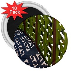 Shadow Reflections Casting From Japanese Garden Fence 3  Magnets (10 Pack)  by Nexatart