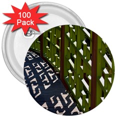 Shadow Reflections Casting From Japanese Garden Fence 3  Buttons (100 Pack)  by Nexatart