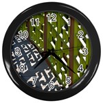 Shadow Reflections Casting From Japanese Garden Fence Wall Clocks (Black) Front