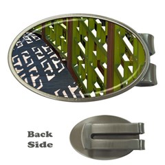 Shadow Reflections Casting From Japanese Garden Fence Money Clips (oval)  by Nexatart