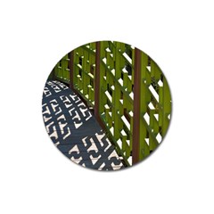 Shadow Reflections Casting From Japanese Garden Fence Magnet 3  (round) by Nexatart