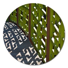 Shadow Reflections Casting From Japanese Garden Fence Magnet 5  (round) by Nexatart