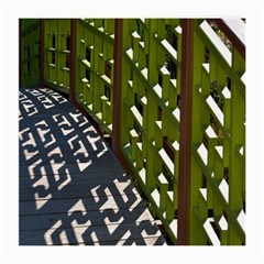 Shadow Reflections Casting From Japanese Garden Fence Medium Glasses Cloth (2-side) by Nexatart