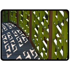 Shadow Reflections Casting From Japanese Garden Fence Double Sided Fleece Blanket (large)  by Nexatart