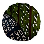 Shadow Reflections Casting From Japanese Garden Fence Large 18  Premium Flano Round Cushions Back