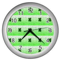 Shamrock Pattern Wall Clocks (Silver) 