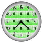 Shamrock Pattern Wall Clocks (Silver)  Front