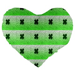 Shamrock Pattern Large 19  Premium Heart Shape Cushions