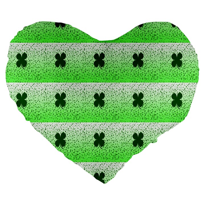 Shamrock Pattern Large 19  Premium Heart Shape Cushions