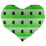 Shamrock Pattern Large 19  Premium Heart Shape Cushions Back