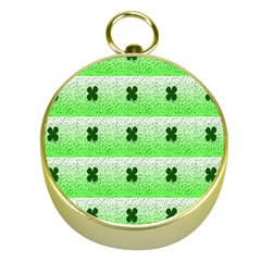 Shamrock Pattern Gold Compasses