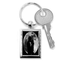 Silhouette Of Lovers Key Chains (rectangle)  by Nexatart