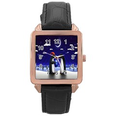 Small Gift For Xmas Christmas Rose Gold Leather Watch  by Nexatart