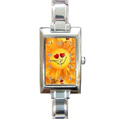 Smiley Joy Heart Love Smile Rectangle Italian Charm Watch by Nexatart