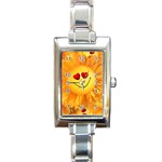 Smiley Joy Heart Love Smile Rectangle Italian Charm Watch Front