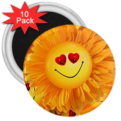 Smiley Joy Heart Love Smile 3  Magnets (10 Pack)  by Nexatart