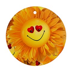 Smiley Joy Heart Love Smile Round Ornament (two Sides) by Nexatart