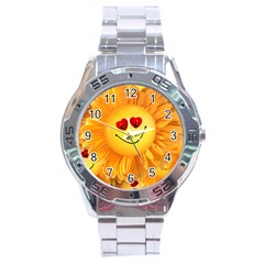 Smiley Joy Heart Love Smile Stainless Steel Analogue Watch by Nexatart