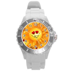 Smiley Joy Heart Love Smile Round Plastic Sport Watch (l) by Nexatart