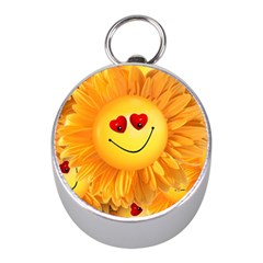 Smiley Joy Heart Love Smile Mini Silver Compasses by Nexatart