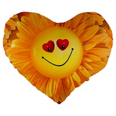 Smiley Joy Heart Love Smile Large 19  Premium Flano Heart Shape Cushions by Nexatart