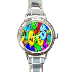 Smiley Girl Lesbian Community Round Italian Charm Watch by Nexatart