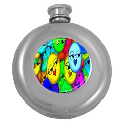 Smiley Girl Lesbian Community Round Hip Flask (5 Oz) by Nexatart