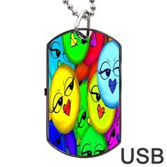 Smiley Girl Lesbian Community Dog Tag Usb Flash (one Side) by Nexatart