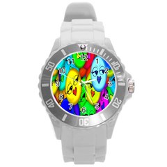 Smiley Girl Lesbian Community Round Plastic Sport Watch (l) by Nexatart