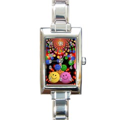 Smiley Laugh Funny Cheerful Rectangle Italian Charm Watch by Nexatart