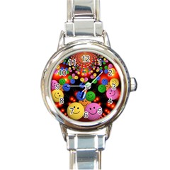 Smiley Laugh Funny Cheerful Round Italian Charm Watch by Nexatart