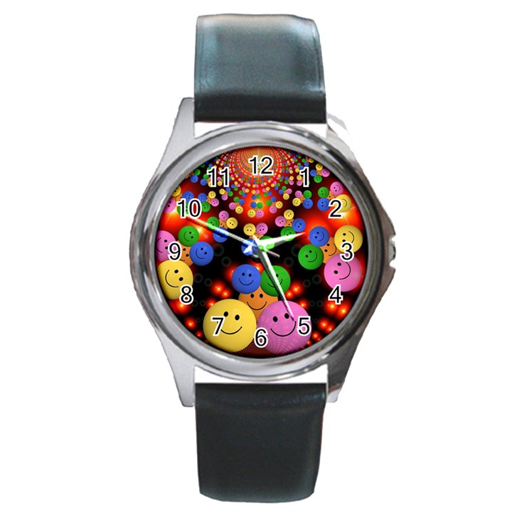 Smiley Laugh Funny Cheerful Round Metal Watch