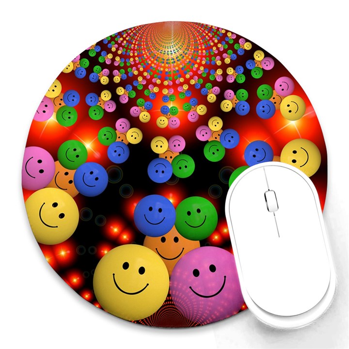 Smiley Laugh Funny Cheerful Round Mousepads