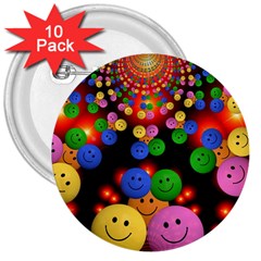 Smiley Laugh Funny Cheerful 3  Buttons (10 Pack)  by Nexatart