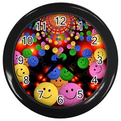 Smiley Laugh Funny Cheerful Wall Clocks (black) by Nexatart