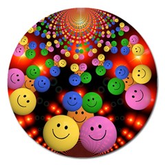 Smiley Laugh Funny Cheerful Magnet 5  (round) by Nexatart