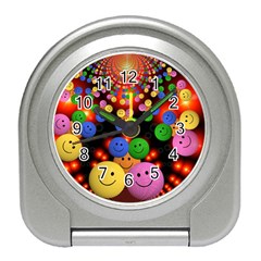 Smiley Laugh Funny Cheerful Travel Alarm Clocks by Nexatart