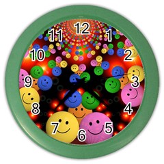 Smiley Laugh Funny Cheerful Color Wall Clocks by Nexatart