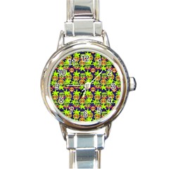 Smiley Background Smiley Grunge Round Italian Charm Watch by Nexatart