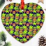 Smiley Background Smiley Grunge Heart Ornament (Two Sides) Front