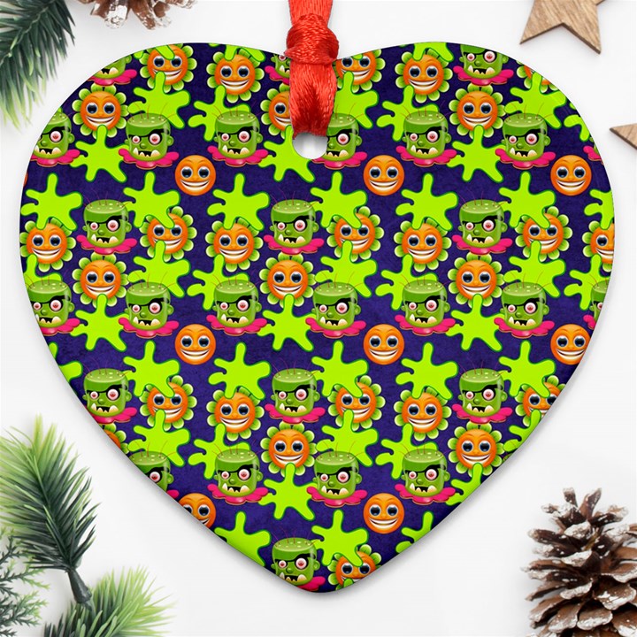 Smiley Background Smiley Grunge Heart Ornament (Two Sides)