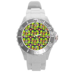 Smiley Background Smiley Grunge Round Plastic Sport Watch (l) by Nexatart