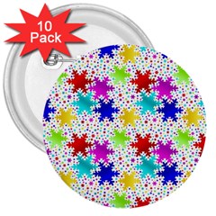 Snowflake Pattern Repeated 3  Buttons (10 Pack)  by Nexatart