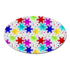 Snowflake Pattern Repeated Oval Magnet by Nexatart