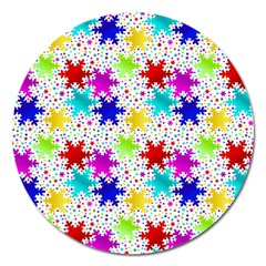 Snowflake Pattern Repeated Magnet 5  (round) by Nexatart