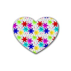 Snowflake Pattern Repeated Rubber Coaster (heart)  by Nexatart